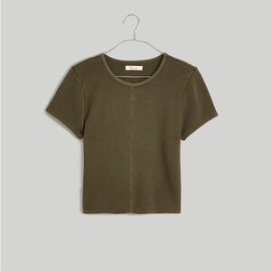 Madewell Waffle Knit Cropped Tee - Olive